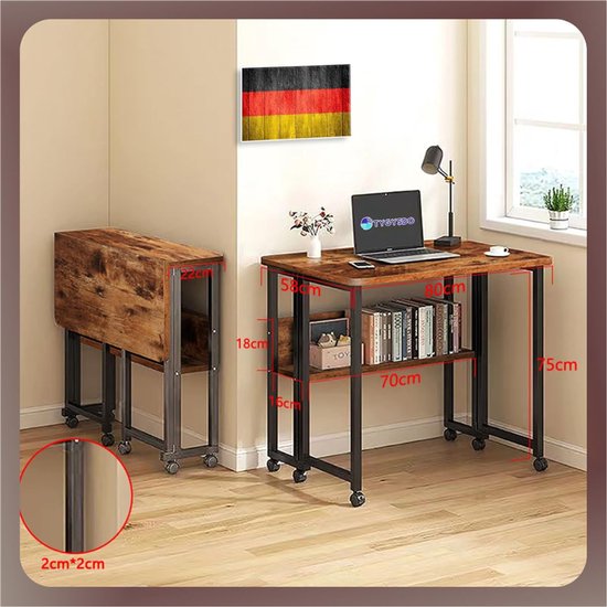 Goodivery ® Opvouwbare Computertafel Opvouwbaar Bureau 80 Cm 