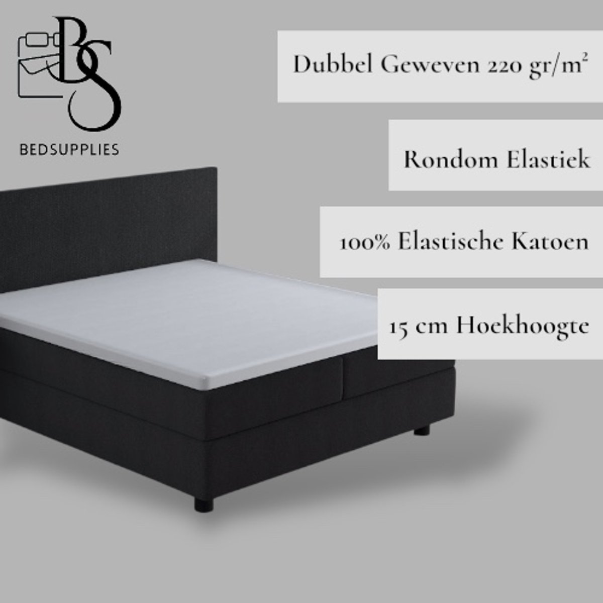 Bedsupplies - Luxe Dubbel Geweven Jersey Topper Hoeslaken - 160/180 x 200/220 - Wit