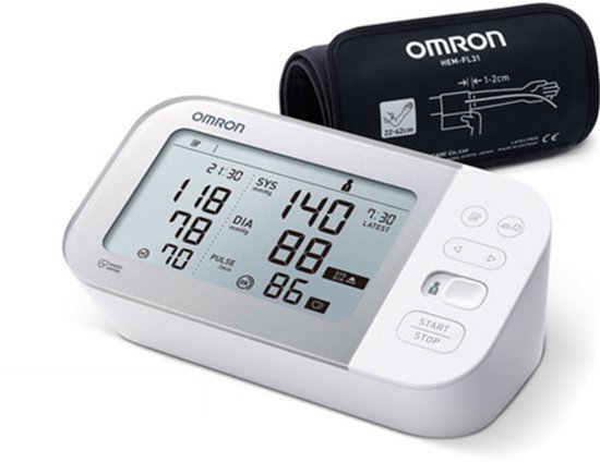 OMRON X7 Smart Bloeddrukmeter Bovenarm - Aanbevolen door Hartstichting - Blood Pressure Monitor met Hartslagmeter – Onregelmatige Hartslag - Klinisch Gevalideerd - met Mobiele App - 22 tot 42 cm Manchet - XL Display Scherm – 5 jaar Garantie