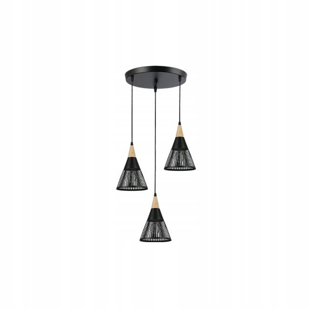 Hanglamp E27 Kegel Zwart Hout - Stijlvolle Loft Verlichting