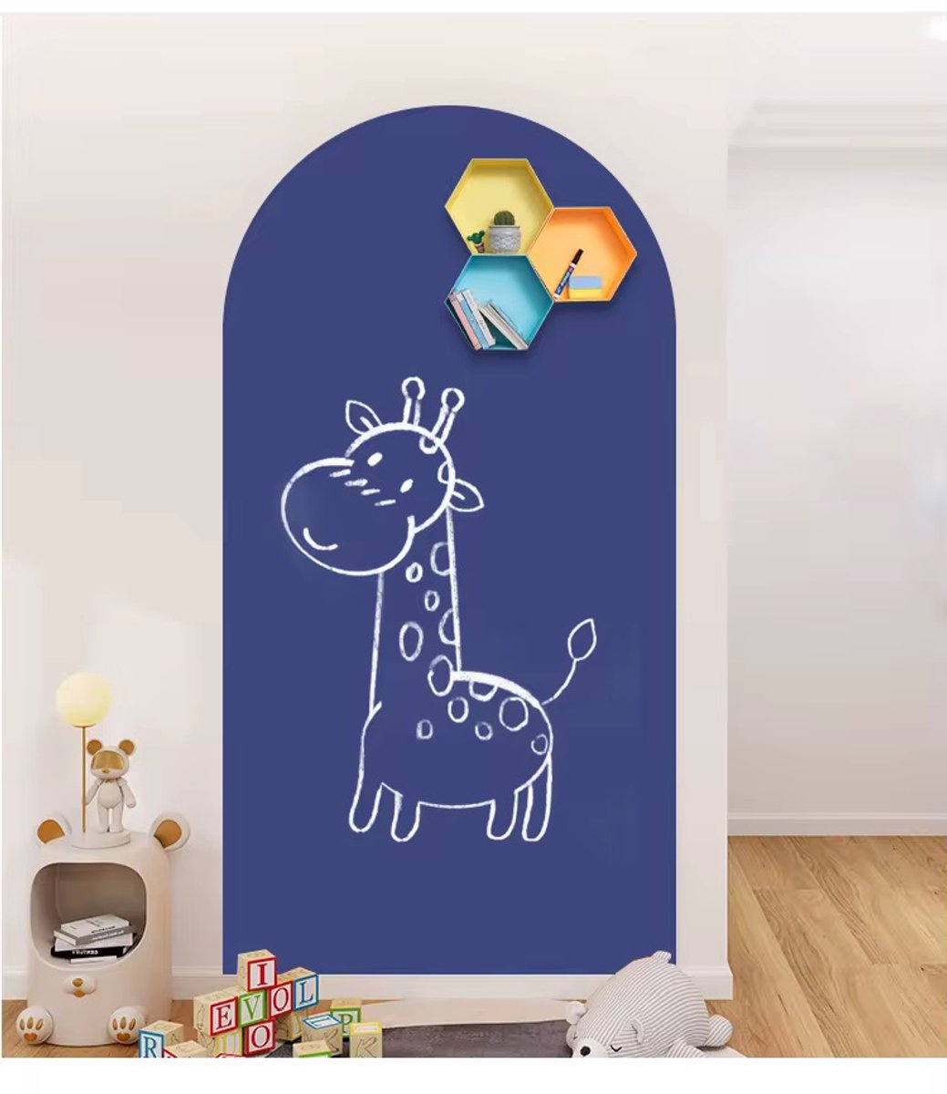 Duvision Magnetische Muursticker - Krijtbord - Boogvorm - Helder Blauw - B80 x H100 cm