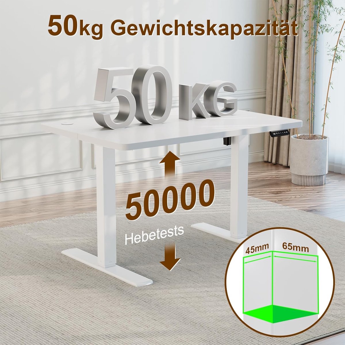 Yesdeals 140 Elektrisch Verstelbaar Bureau – Zit-Sta Bureau met USB Oplaadpoort – Ergonomisch In Hoogte Verstelbare Tafel 73–120 cm – Stil Dubbel Motor Systeem – Kabelbeheer & Geheugenfunctie – 140x60 cm – Wit Yesdeals