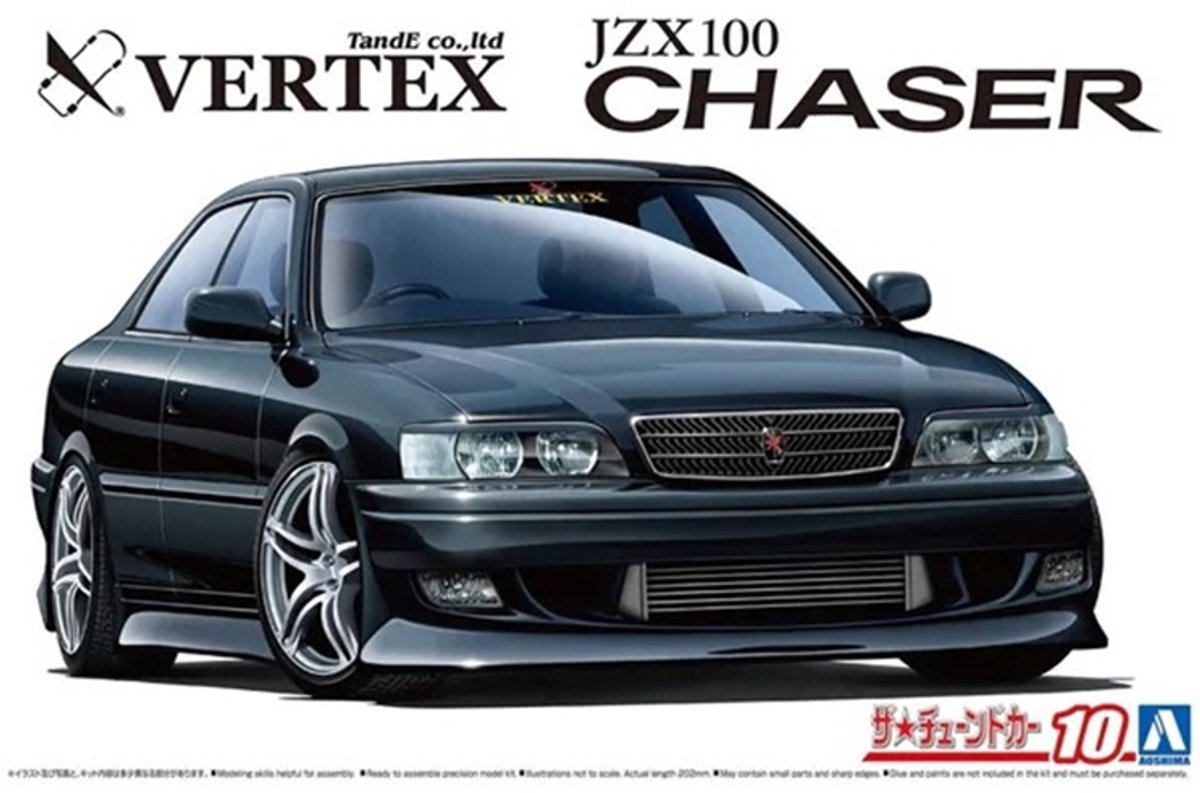 Aoshima Modelbouwpakket Auto - 05981 Vertex JZX100 Toyota Chaser Tourer V 1998 - Japanse Auto Plastic - 1:24 - Modelbouw