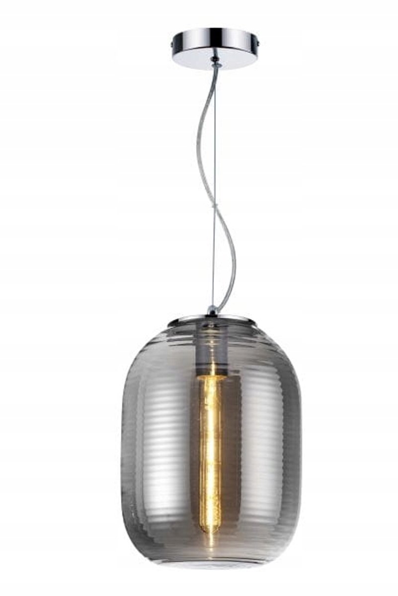 Emily Hanglamp Zwart Chroom Glas E27 Modern