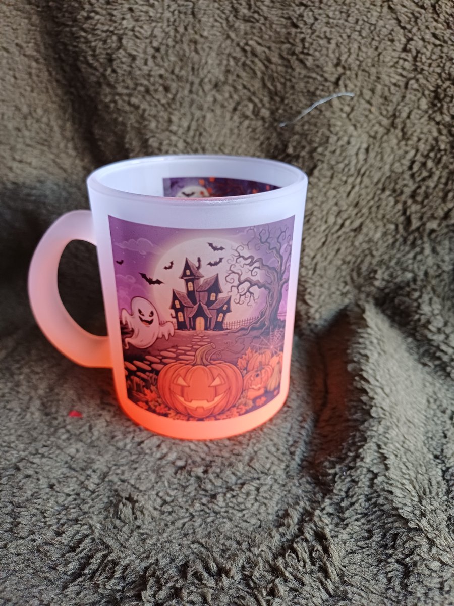 Luxe Halloween Glazen Mok - Spookhuis Pompoen Design - Oranje Matglas (330 ml)