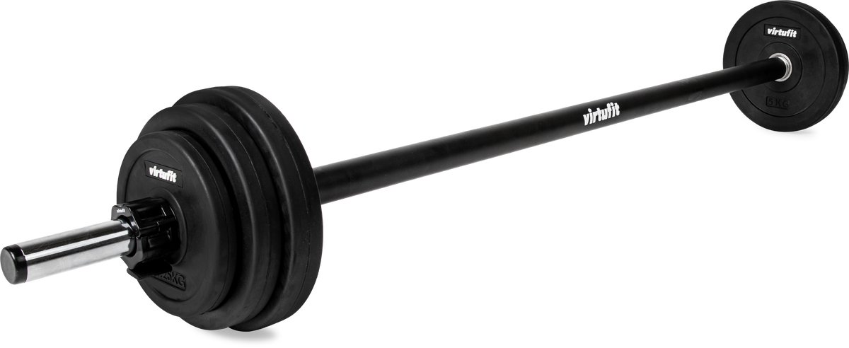 VirtuFit Aerobic Pump Halterset Pro Rubber - 20 kg - Hoogwaardig materiaal - Incl. Halterschijven en Lock Jaw Sluitingen - Halterschijven - Halterstang - Fitness gewichten - Halterstang met Gewichten