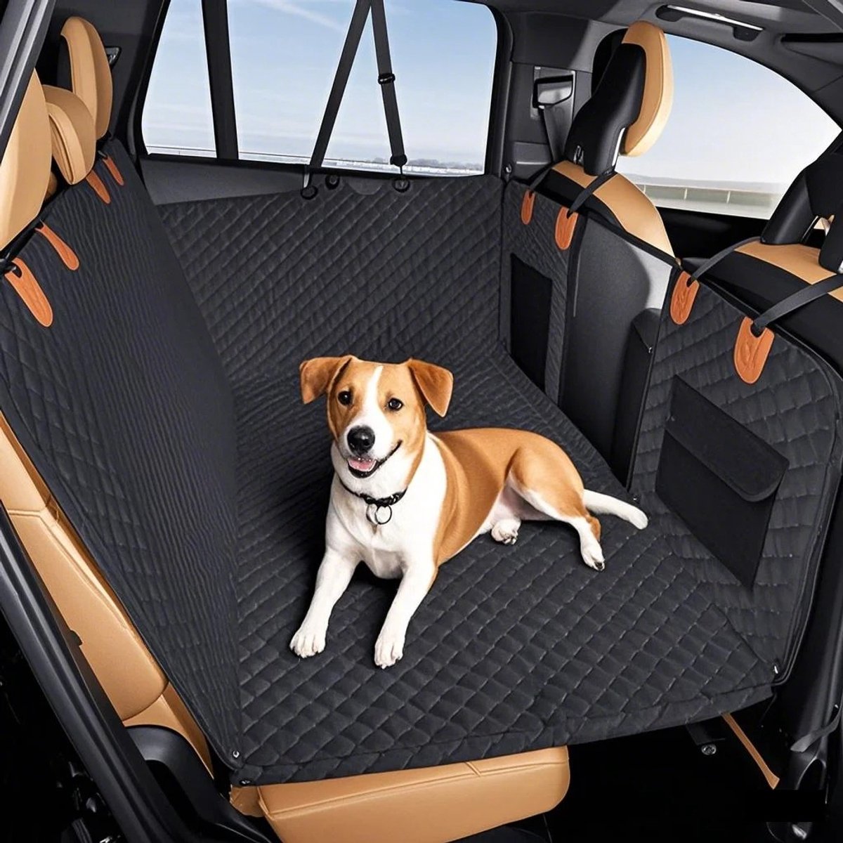 Amolass - Hond Autostoel - Hondenbed - Achterbank - Achterbankmat - Waterdicht - Anti-slip - 132x63cm - Comfortabel - Met Opbergtas
