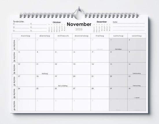 Calendrier 22 mois - 2025/2026/2027 - A4 Reliure spirale