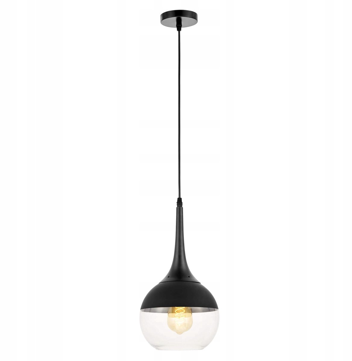 Frudo Hanglamp Zwart Gwar Glas Metales E27 40W