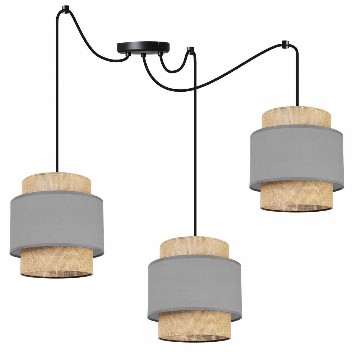 Hanglamp Spider Boho Zwart/Beige/Grijs - 3 lichtpunten