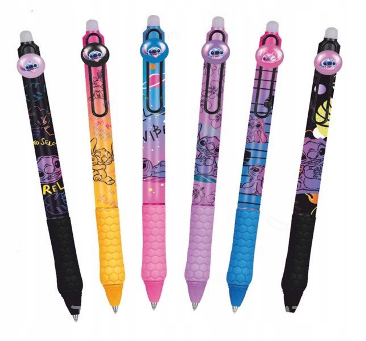 Uitwisbare Disney Stitch Pennen - 6 stuks, Blauwe Inkt, 0.5mm