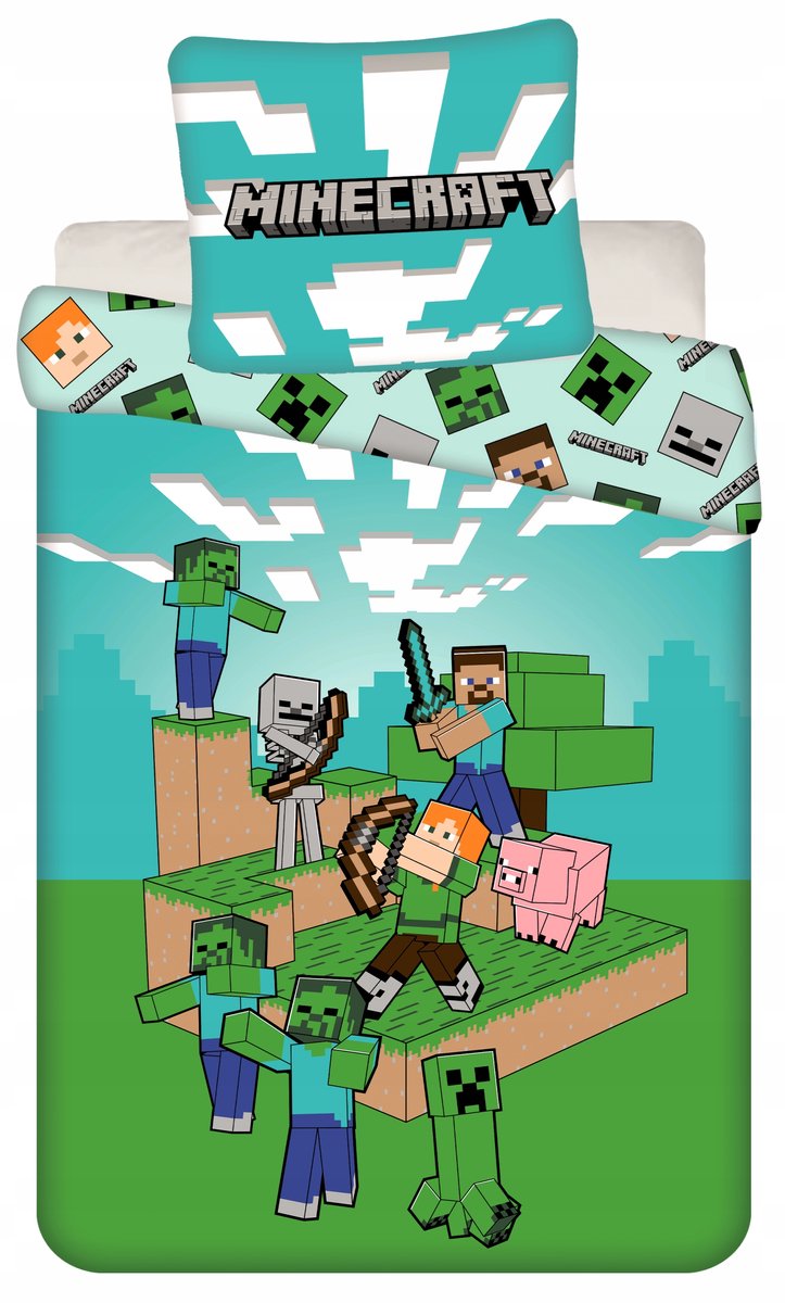 Minecraft Kinderbeddengoed 140x200 cm - Alex, Steve & Creeper