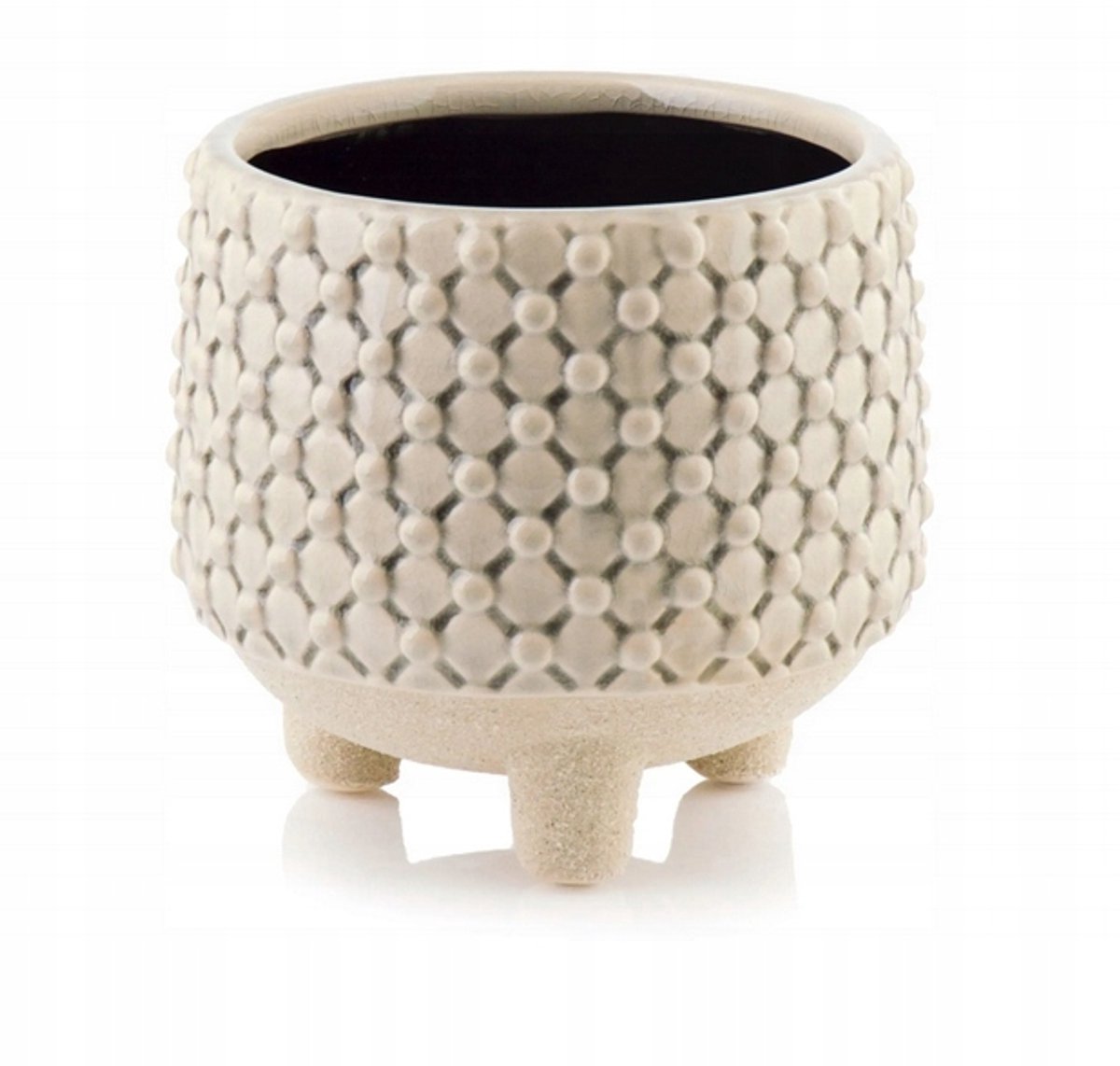 Keramische Pot op Pootjes - Beige - 12x13 cm