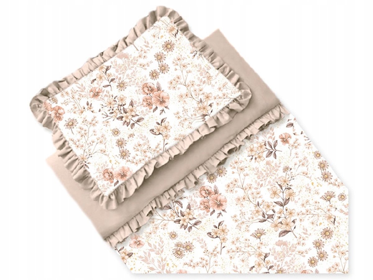 Katoenen Dekbedovertrek 100x135 cm met Ruches - Beige