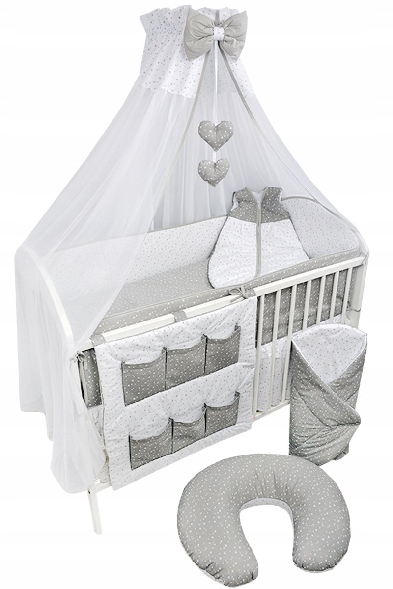 Image of 12-delige Babybeddengoed Set met Hemel en Aankleedkussen