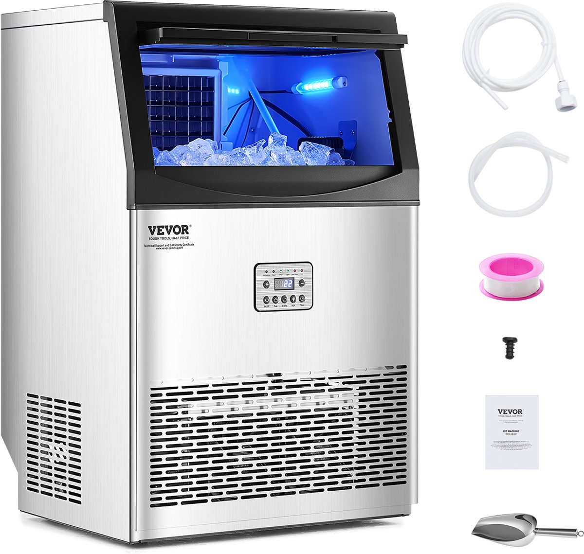 VEVOR Commerciële ijsmachine 40,82 kg/dag LED-display Restaurant