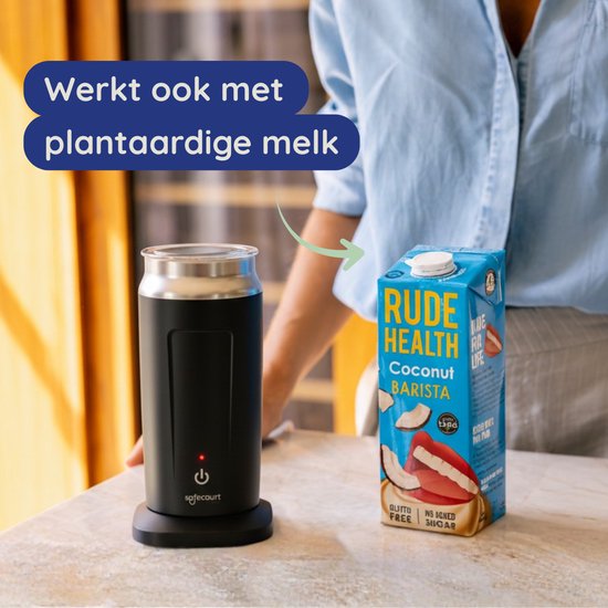 Safecourt kitchen Elektrische Melkopschuimer - PFAS & Teflonvrij - 4-in-1 - Antikleeflaag - Eenvoudige reiniging - Zwart