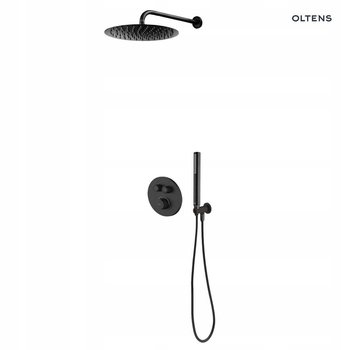Oltens Onega Doucheset Inbouw Zwart Mat met Regen Douche 30cm