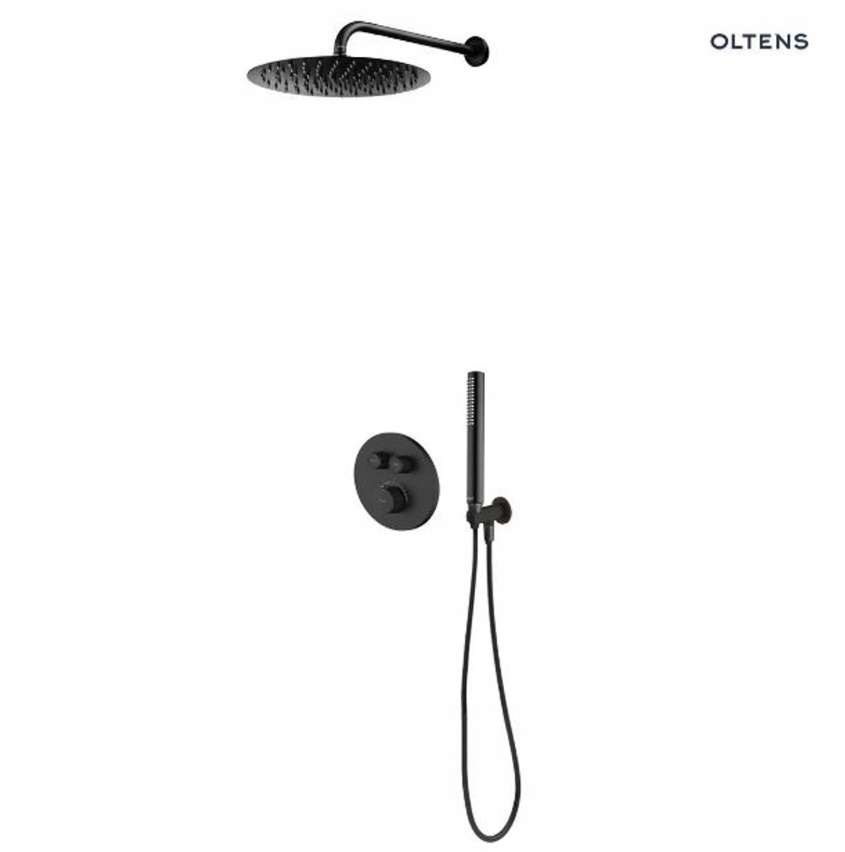 Oltens Onega Thermostatische Doucheset Inbouw Zwart Mat met Rainshower