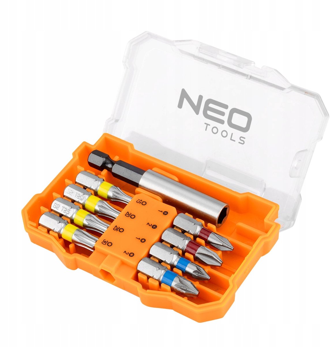 NEO TOOLS Bitset 10 delig, 25mm Bits & 60mm Verlengstuk