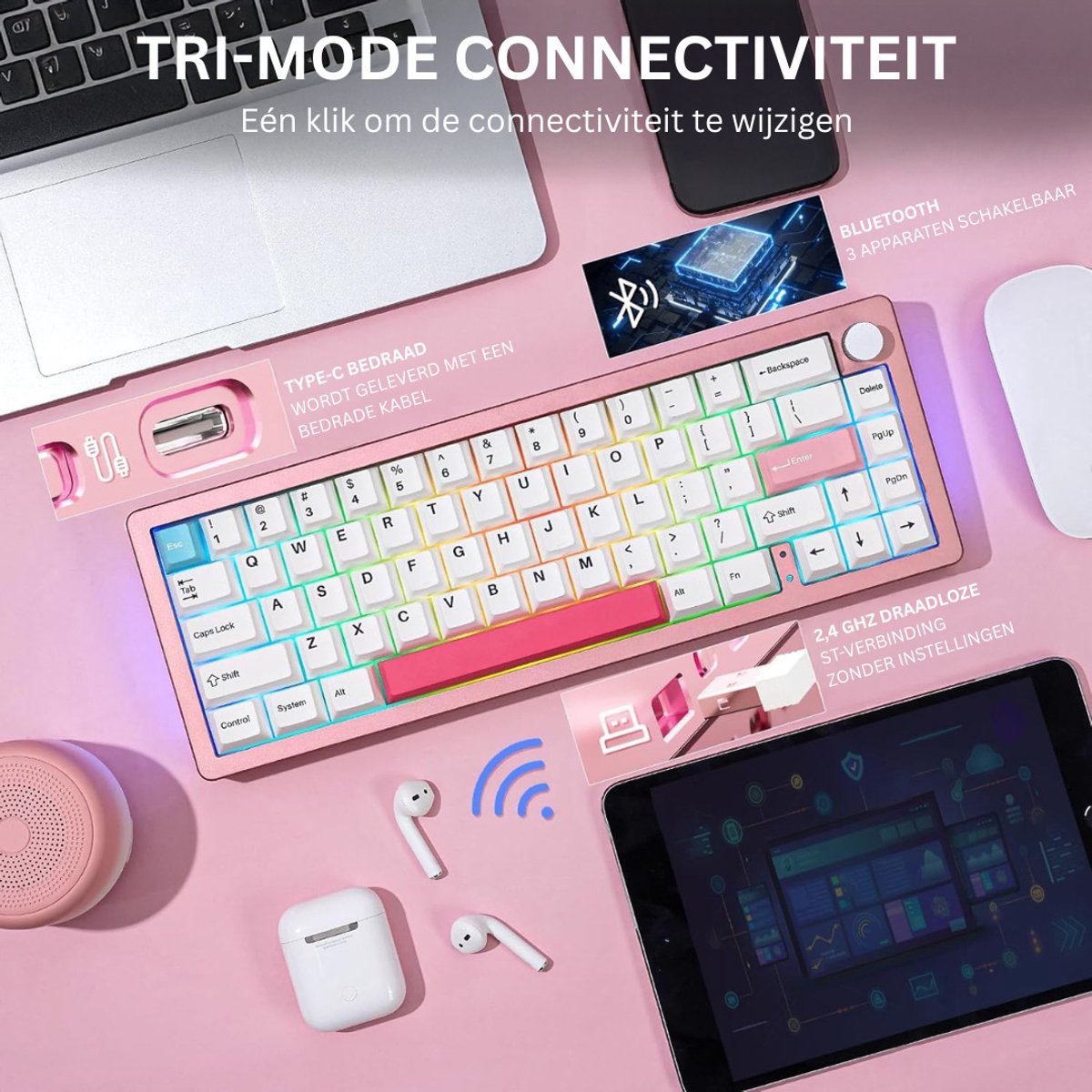 DailySupplies Mechanical Keyboard - Roze thumbnail 3