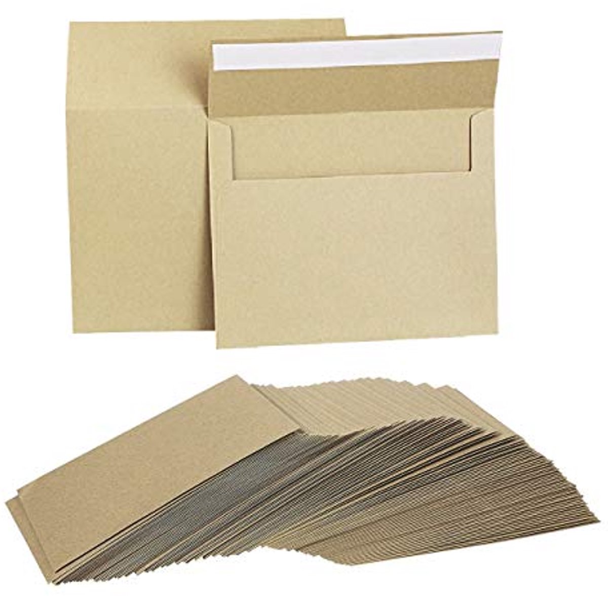 100 Stuks Zelfklevende Vintage Enveloppen van Kraftpapier A7 Formaat voor Uitnodigingen en Cadeaus