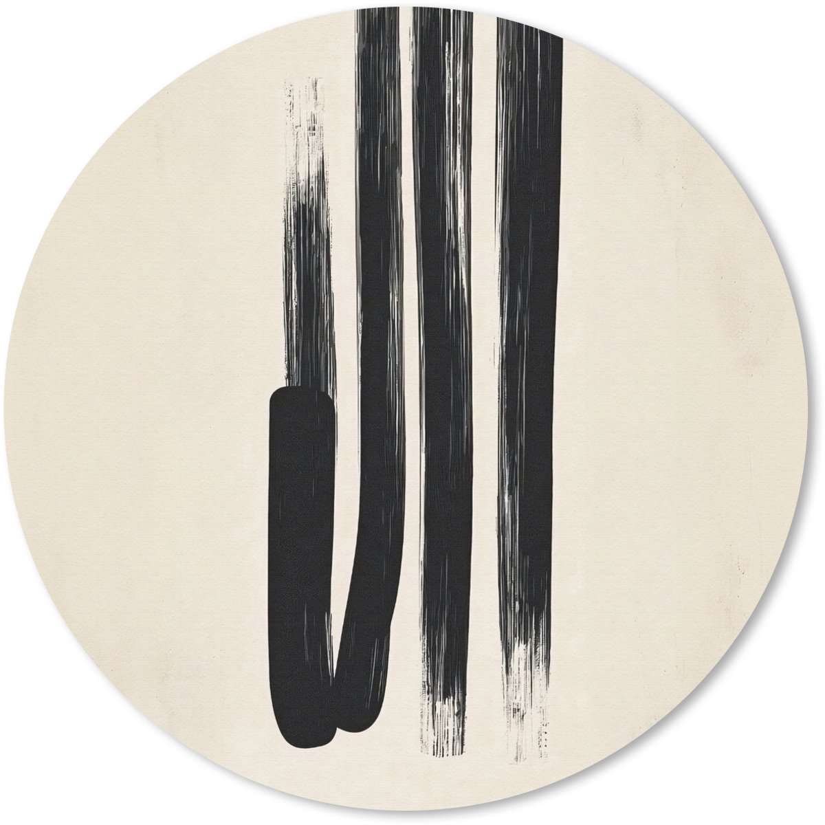 Muismat rond 30x30 cm - Mousepad Penseelstreken - Verticaal - Zwart - Ronde muismatten