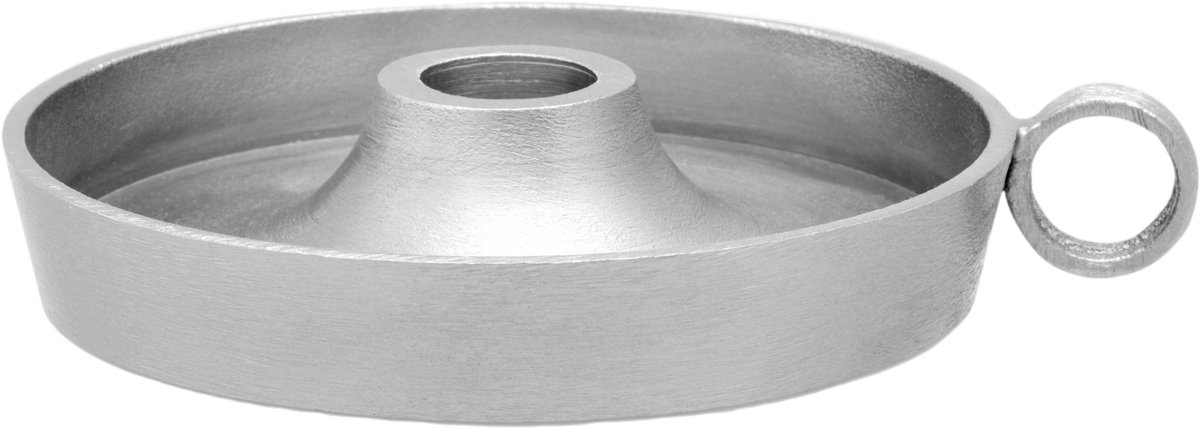 vtwonen Kaarsenhouder Metaal Zilver – Ø 10 x 5 cm – Handgemaakt – Industrieel & Tijdloos Design