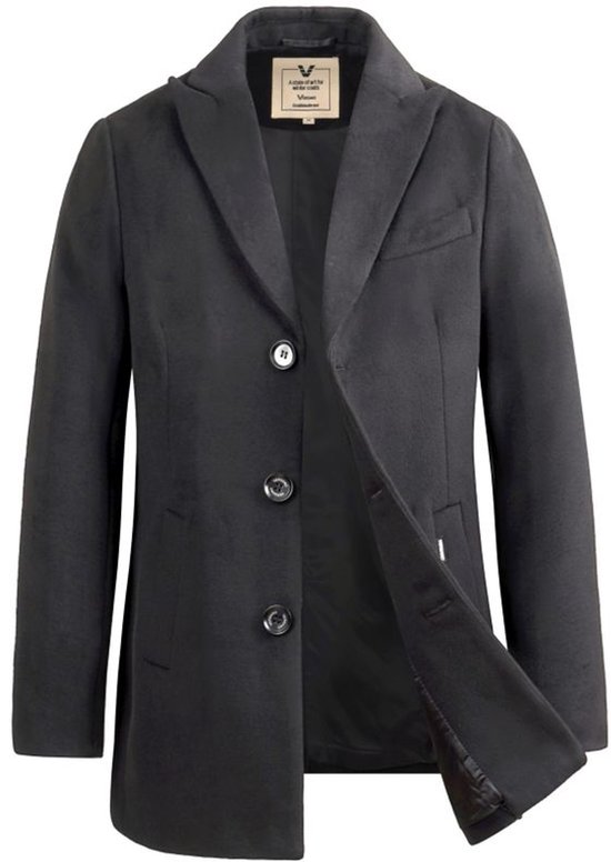Allthemen Herenjas van wol, kort, casual, parka, winterjas, warm, losse trenchcoat met revers, Groen, L
