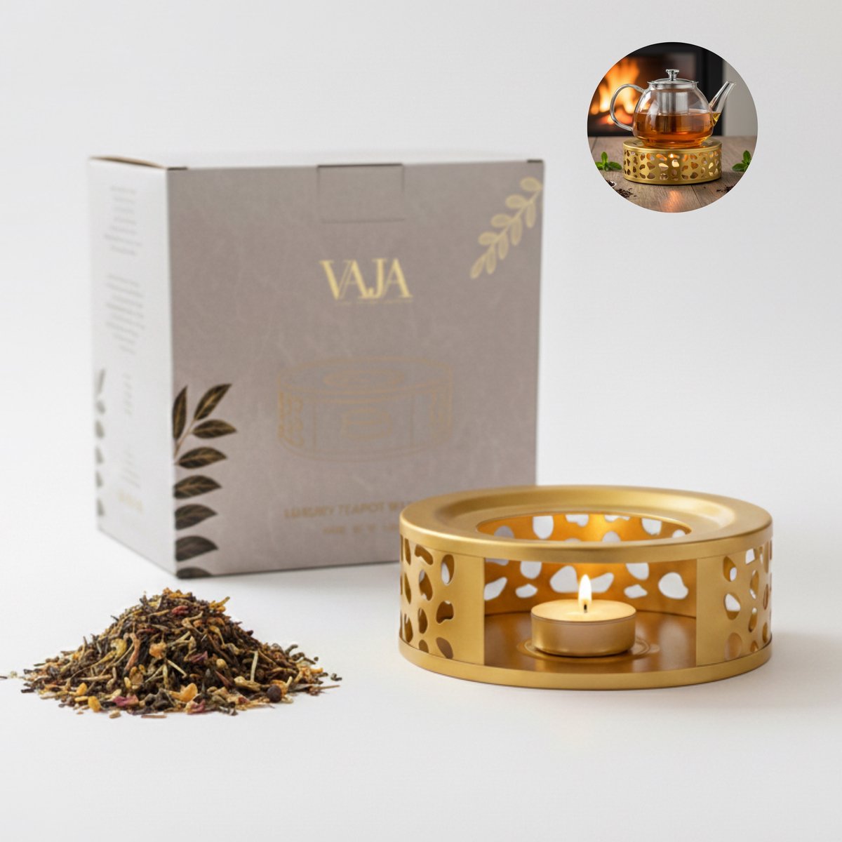Vaja® Theepot Warmhouder - Theelichthouder - Rechaud met Waxinelicht - Theemaker - Tea Maker - Verwarmer - Theelicht Houder Voor Theepot - Warmhouder Theepot - Theewarmer Theelicht