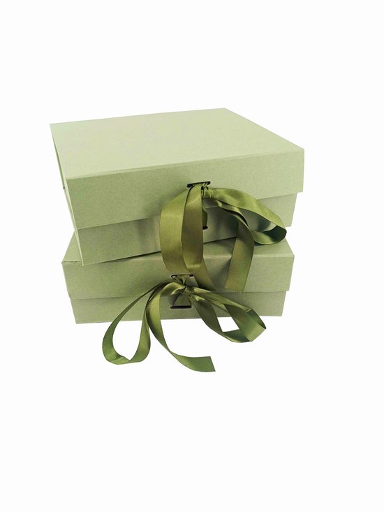 Coffret Cadeau - 2 Pièces - Vert - Boîte Magnétique - Ruban Vert - Coffret Cadeau avec Couvercle - Coffret Cadeau Vide