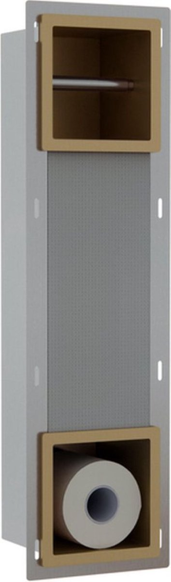 LXS - Inbouw Reserve- en Toiletrolhouder – Geborsteld GOUD