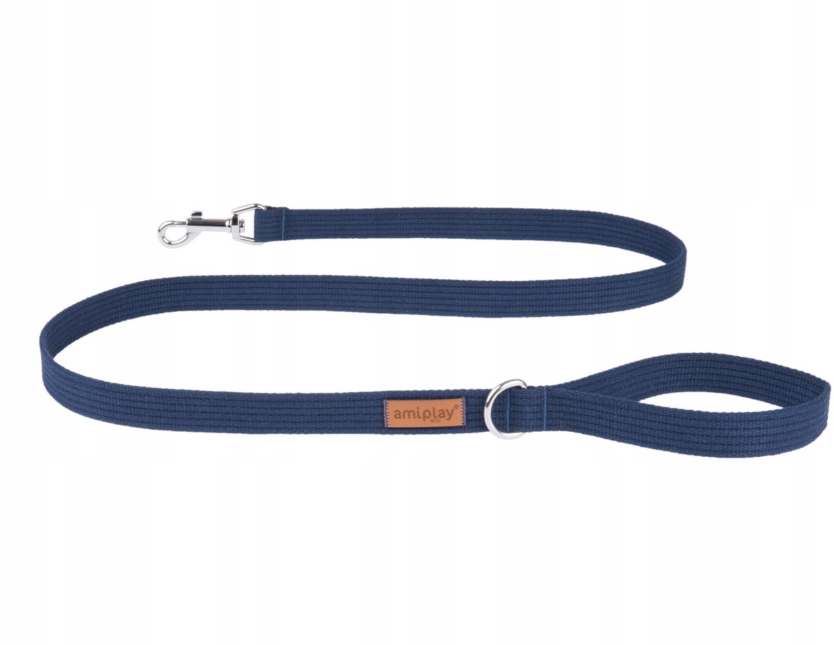Amiplay Katoenen Halsband 140cm S - Sterk & Comfortabel - Marineblauw
