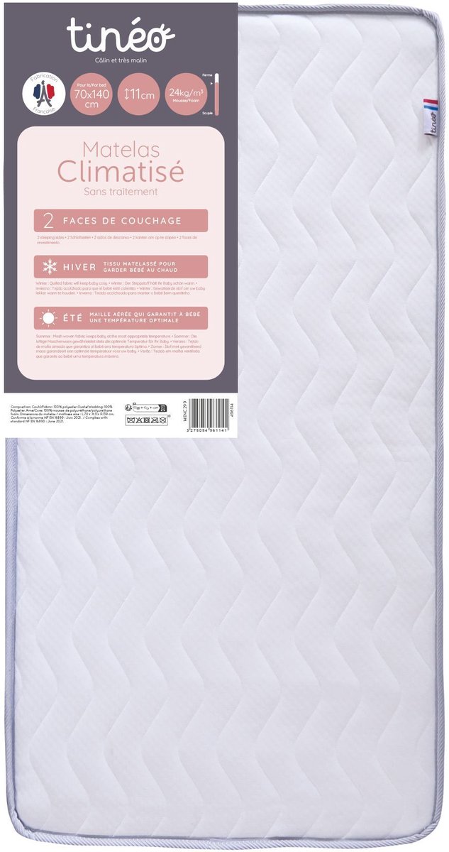 Babymatras met airconditioning - 70 x 140 cm - Dikte 11 cm - TINEO