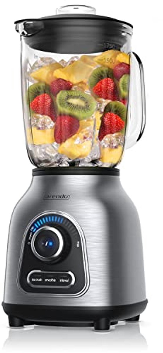 Powerful Stainless Steel Blender - 1400W with 1.75L Glass Jar, Adjustable Speed, and 3 Functions
