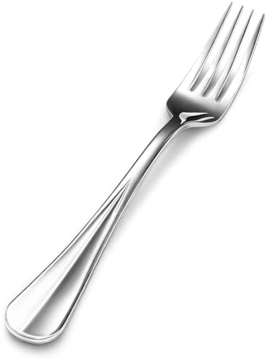 Set van 12 roestvrijstalen dinervorken met spiegelafwerking, 8 inch