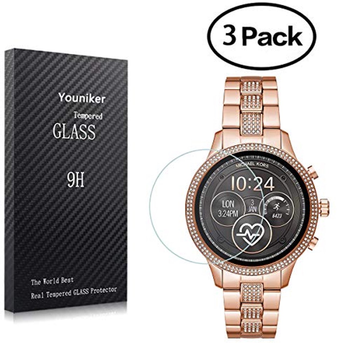 3 Pack Screen Protector Gehard Glas voor Smart Horloge 2018