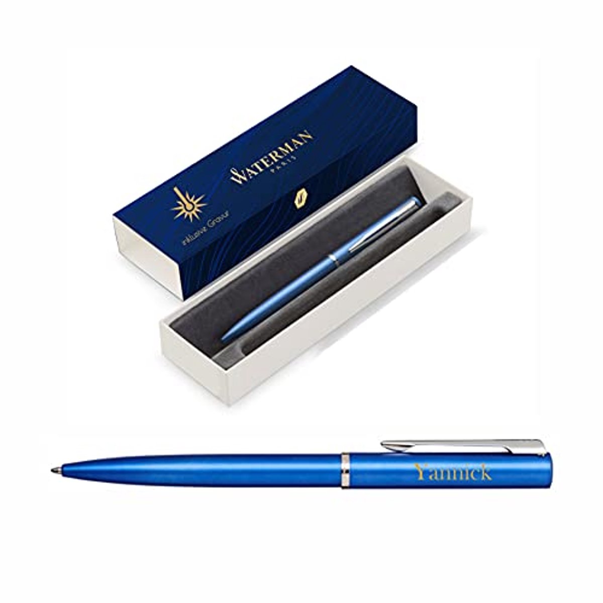 Balpen Allure met gravure, gepersonaliseerd cadeau voor mannen en vrouwen, blauwe inkt, medium punt