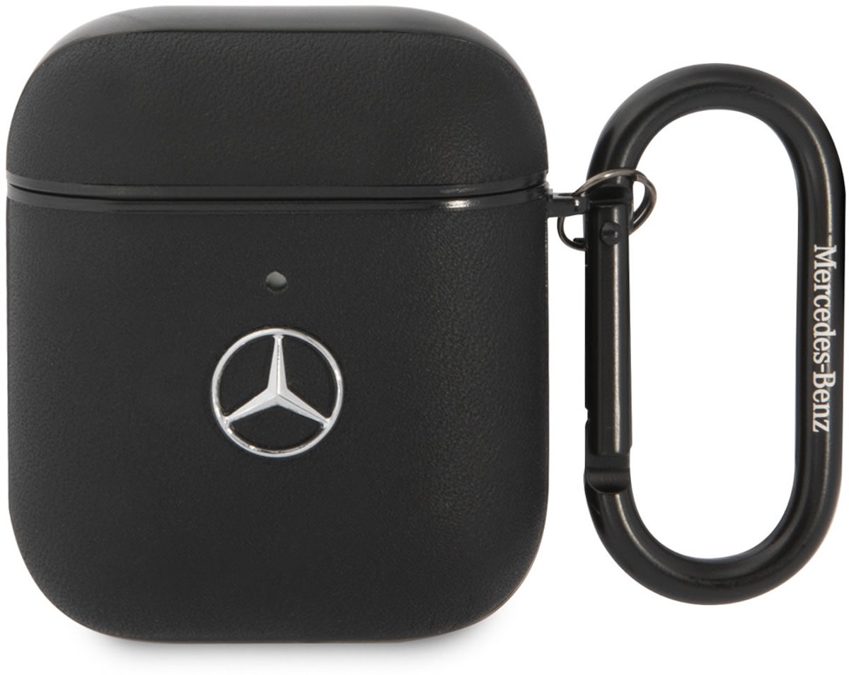 Mercedes-Benz Airpods - Airpods 2 Case - Genuine Leather - Black Hook - Black