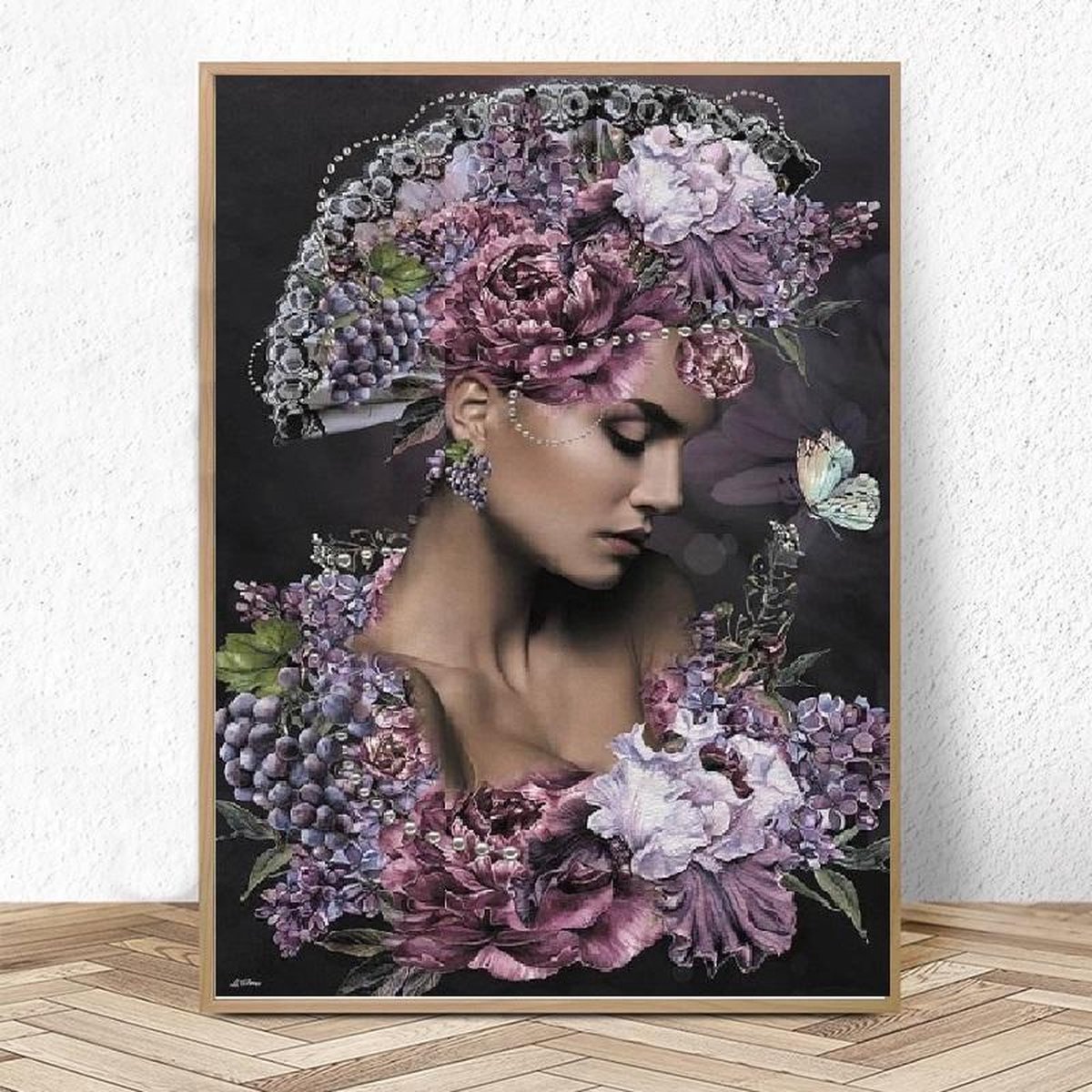Lienz® Diamond Painting volwassenen 40x50cm – Rond – Vrouw en Bloemen – Volledig – Pakket Volwassenen — afbeelding 4