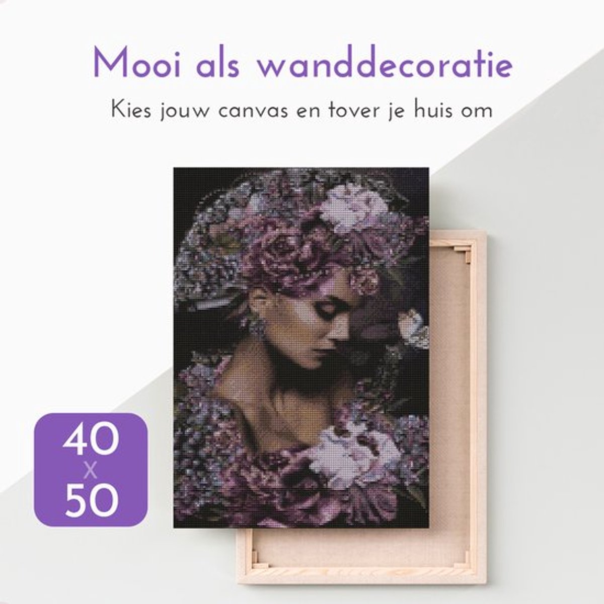 Lienz® Diamond Painting volwassenen 40x50cm – Rond – Vrouw en Bloemen – Volledig – Pakket Volwassenen — afbeelding 10