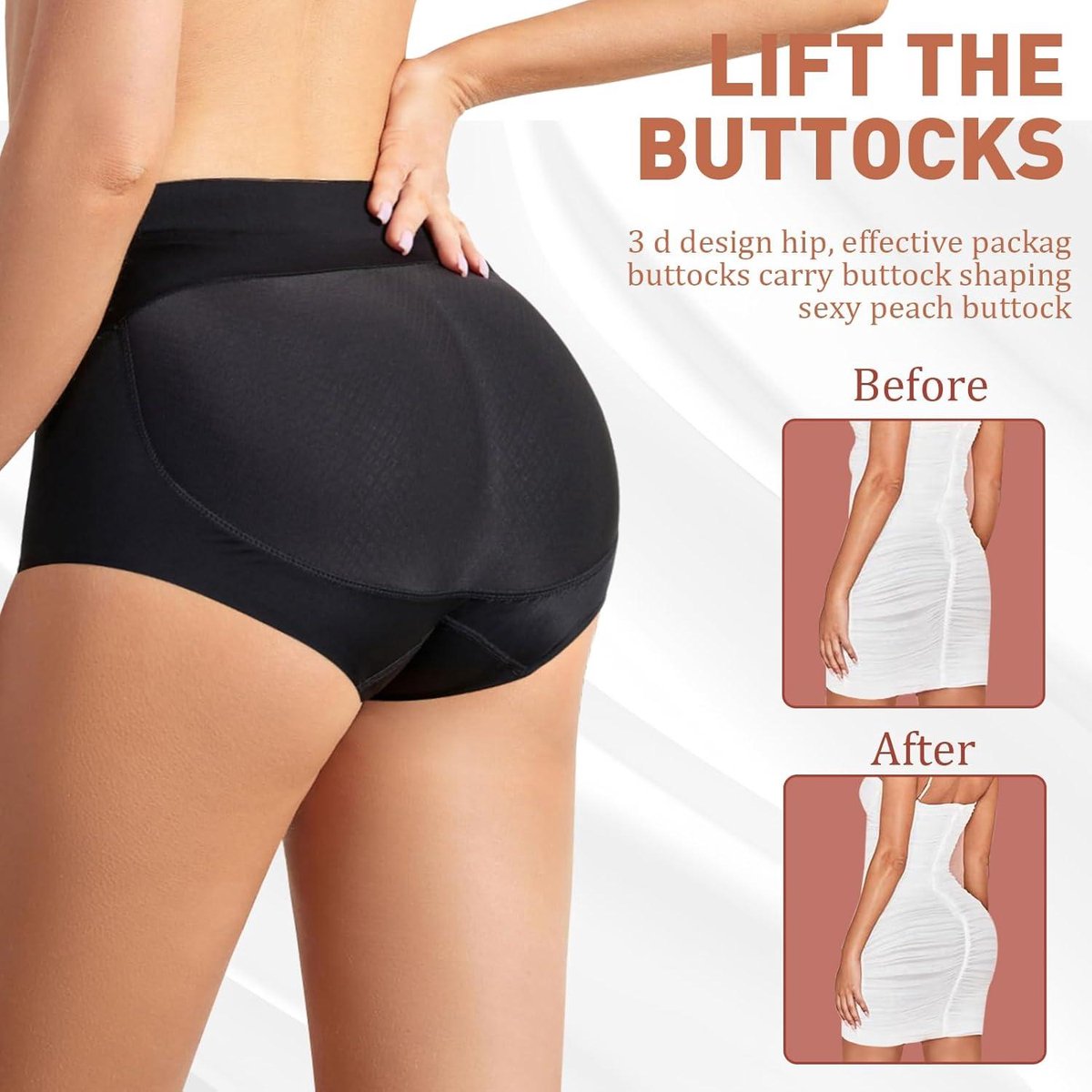 Butt Lifter Shapewear voor vrouwen, naadloze hip, versterker, bodyshaper, buikvrije slip, boyshort, ondergoed, zwart, M