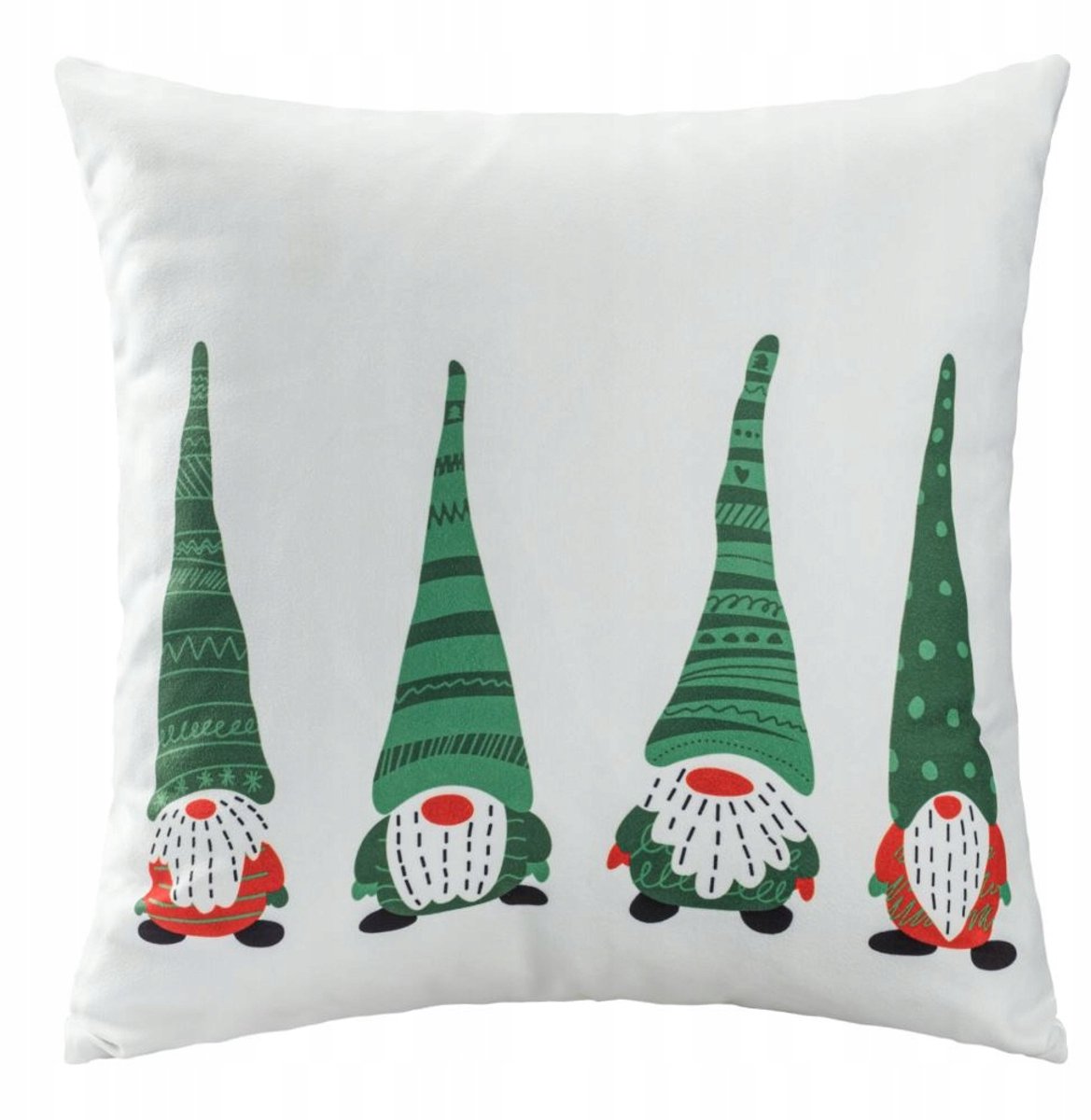 Decoratieve Kussensloop 43x43cm Zacht Velvet - Kerstkabouters Wit