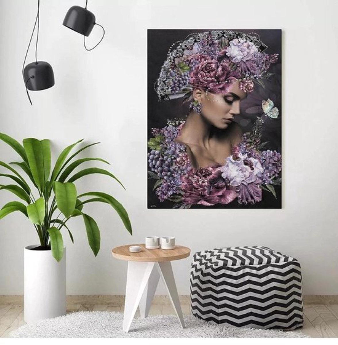 Lienz® Diamond Painting volwassenen 40x50cm – Rond – Vrouw en Bloemen – Volledig – Pakket Volwassenen — afbeelding 5