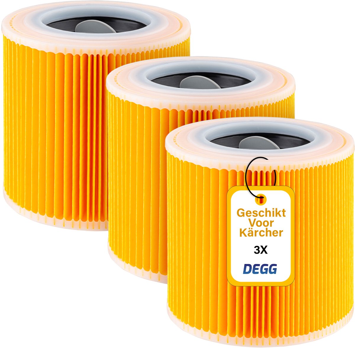 DEGG® – 3x Patroonfilter met Sluitschroeven – Geschikt voor Kärcher WD1, WD2, WD3 & A-Series – Nat/Droog Stofzuiger Filter – Ideaal tegen Fijnstof & Geuren – Premium Cartridgefilters