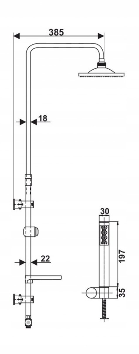 Hydroland Orion Doucheset - Chroom, Telescoop, Regendouche 200mm