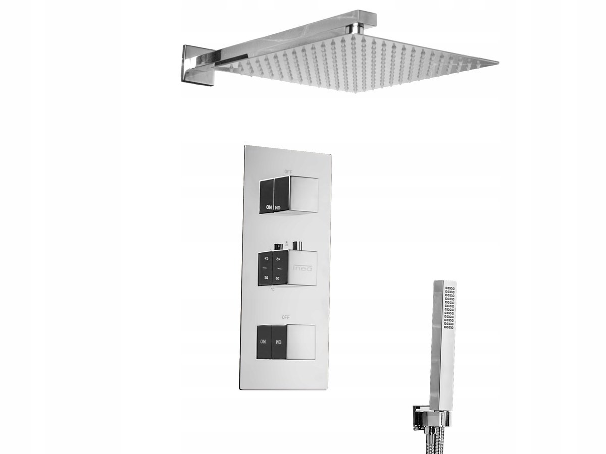 Inbouw Doucheset met Thermostaatkraan - RVS Douchekop 30x30cm