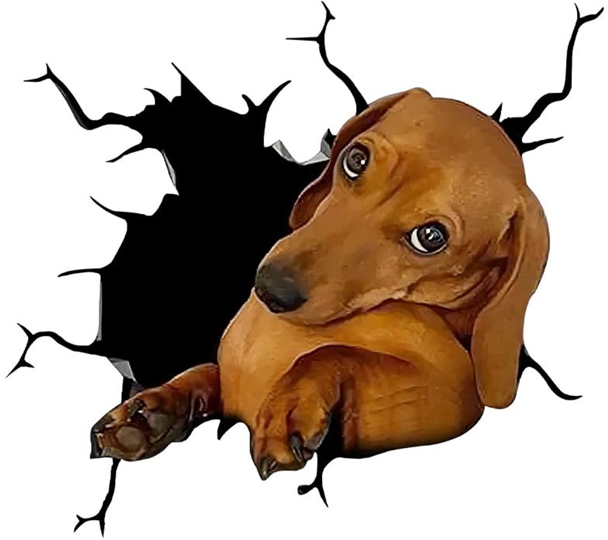 3D Teckel Crack Auto Stickers - Huisdier Decals voor Auto’s, Ramen, Muren, Koelkasten en L