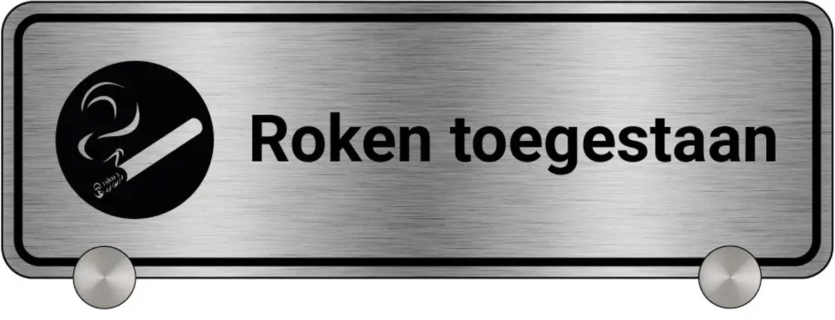 Tafelbordje roken toegestaan - gecoat brushed aluminium - inclusief tafelstandaard | 21 x 7 cm
