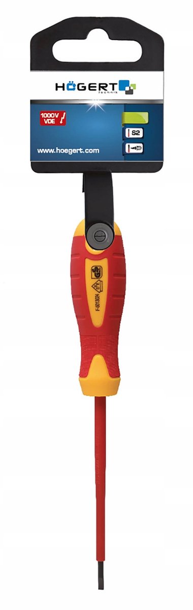 Geïsoleerde platte schroevendraaier 2,5 x 75mm, 1000V, rood